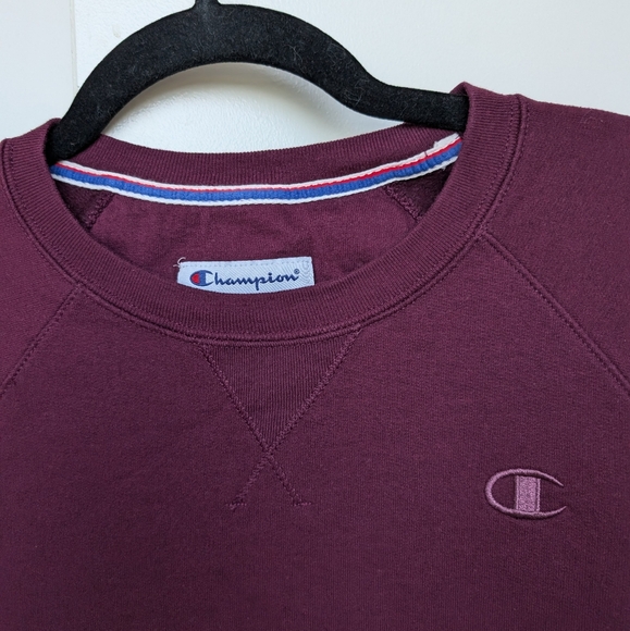 Champion Plum Crew Neck Pullover Sweatshirt classic logo Sz XS - Picture 3 of 10